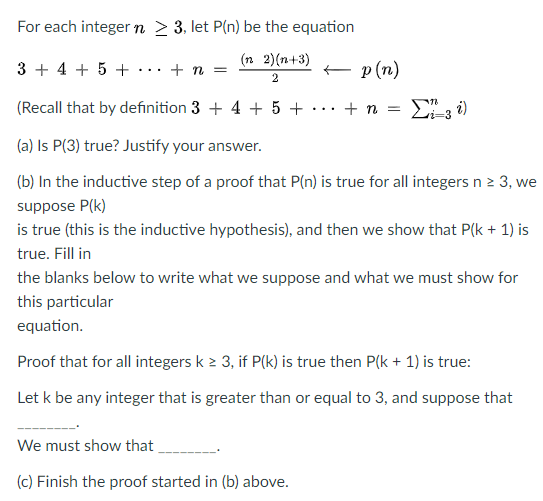 Solved For each integer , let P(n) be the equation (Recall | Chegg.com
