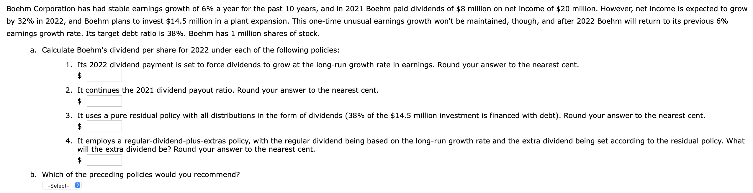 earnings growth rate. Its target debt ratio is 38%. | Chegg.com