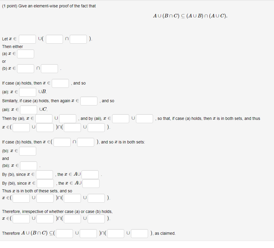 Solved 1 point give an element wise proof of the fact that chegg