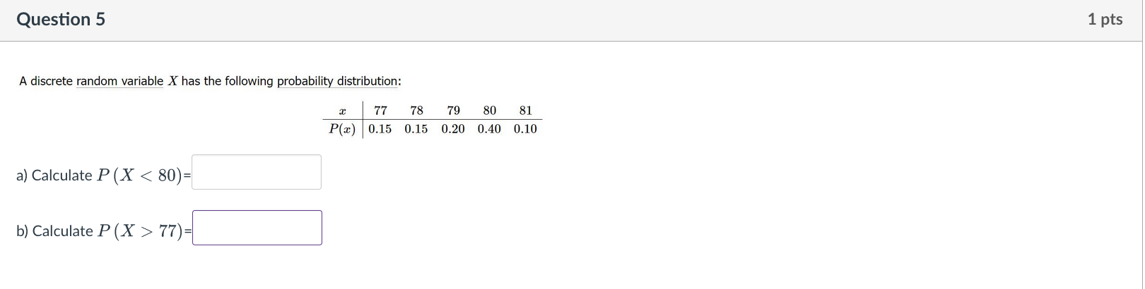 Solved Question 5 1 Pts A Discrete Random Variable X Has The | Chegg.com