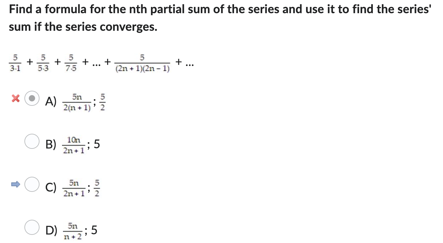 [Solved]: Find a formula for the nth partial sum of the ser