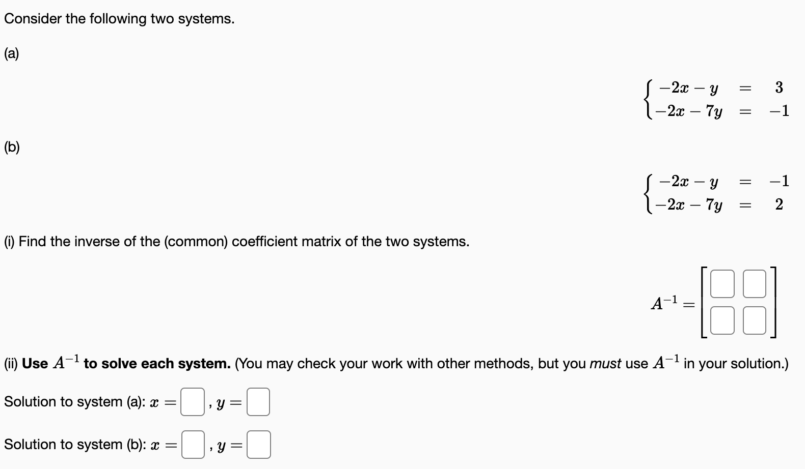 Solved Consider the following two systems. (a) = 3 -23 – y | Chegg.com