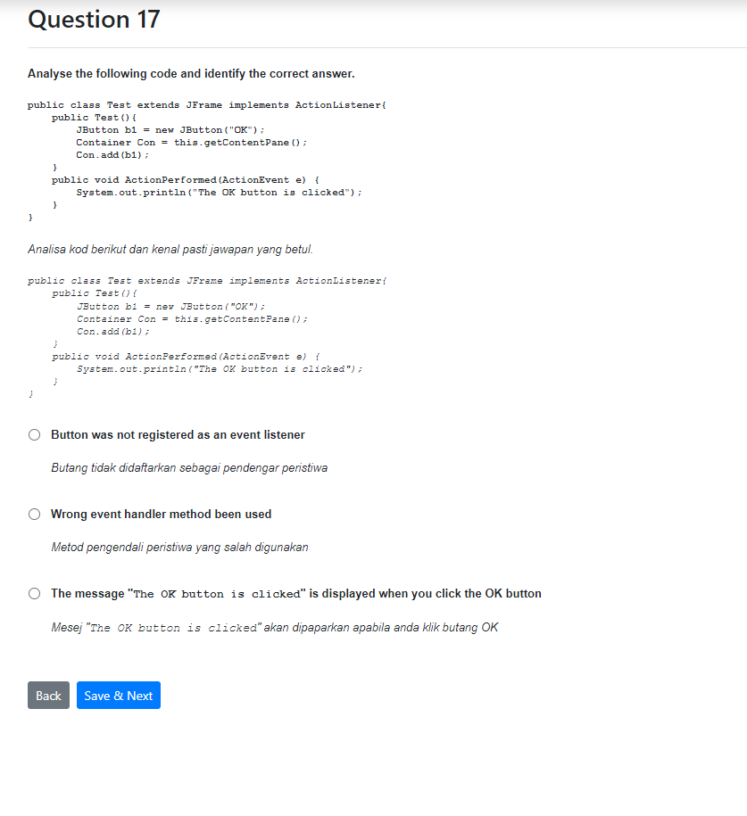 Solved Question 14 Analyse the following program and select | Chegg.com