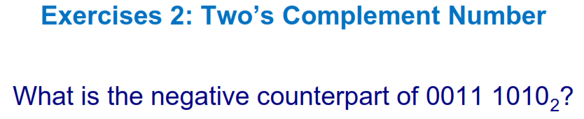 Solved Exercises 2: Two's Complement Number What is the | Chegg.com