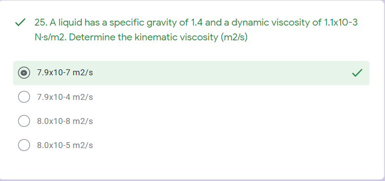 Solved 25. A liquid has a specific gravity of 1.4 and a | Chegg.com
