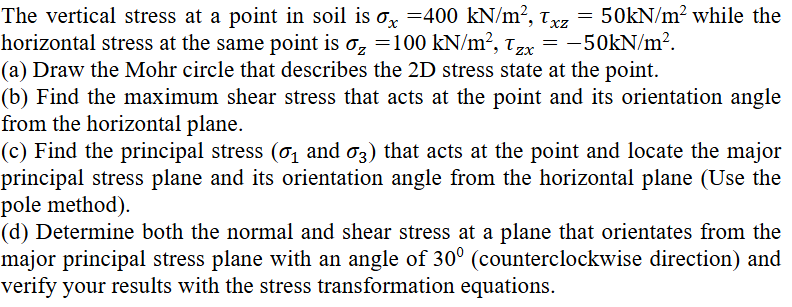 Solved The vertical stress at ﻿a point in ﻿soil | Chegg.com