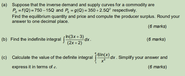 Solved (a) Suppose That The Inverse Demand And Supply Curves | Chegg.com