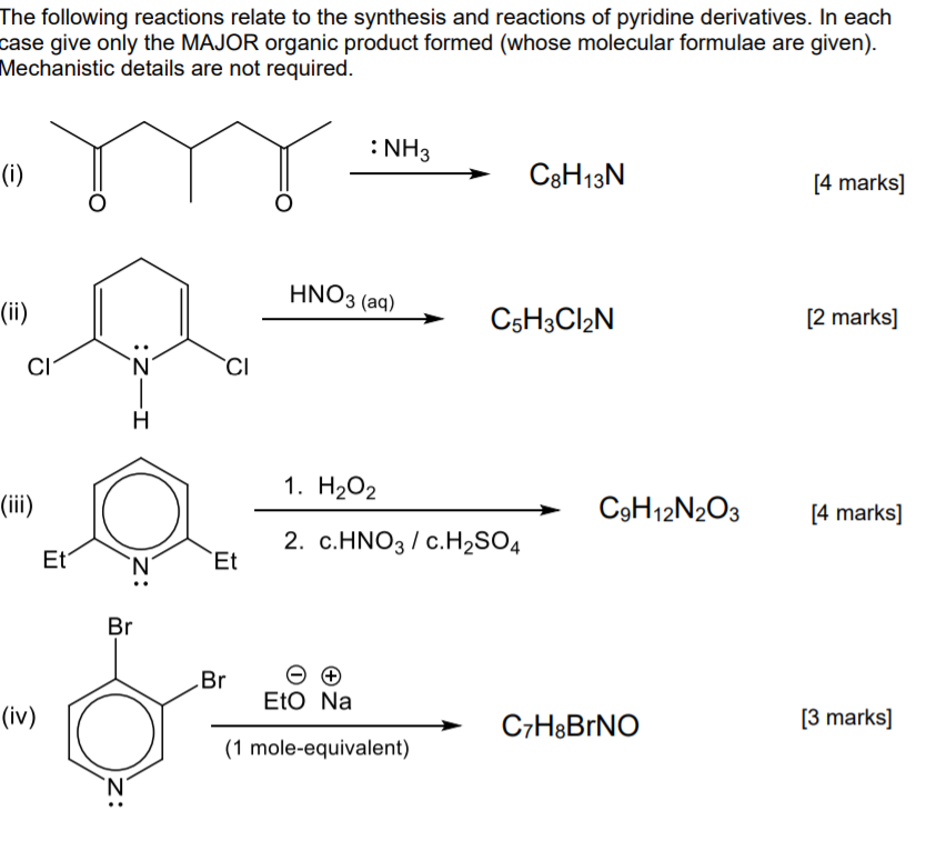 Solved The following reactions relate to the synthesis and | Chegg.com