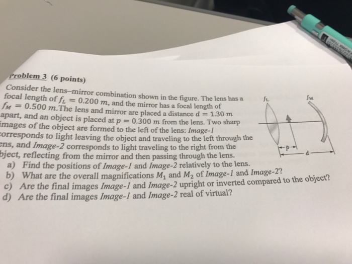 Solved Consider the lensmirror combination shown in the