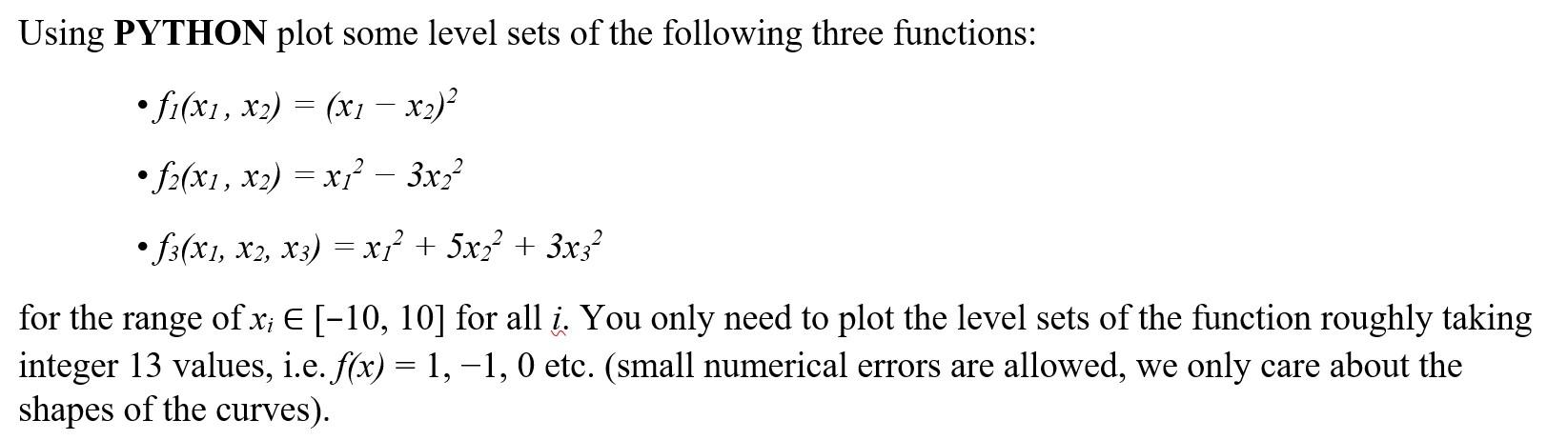 Solved Using PYTHON plot some level sets of the following | Chegg.com