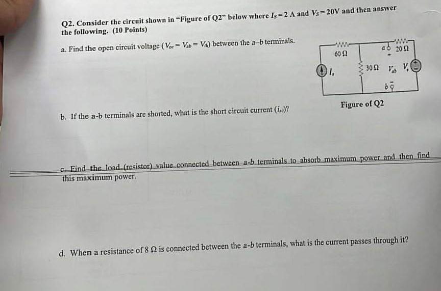 Solved Q2. Consider The Circuit Shown In "Figure Of Q2 " | Chegg.com