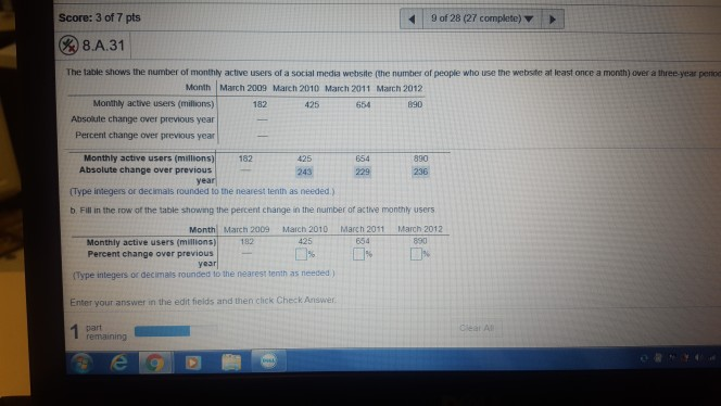 Solved 9 Of 28 (27 Complete) Score: 3 Of 7 Pts 8.A.31 The | Chegg.com