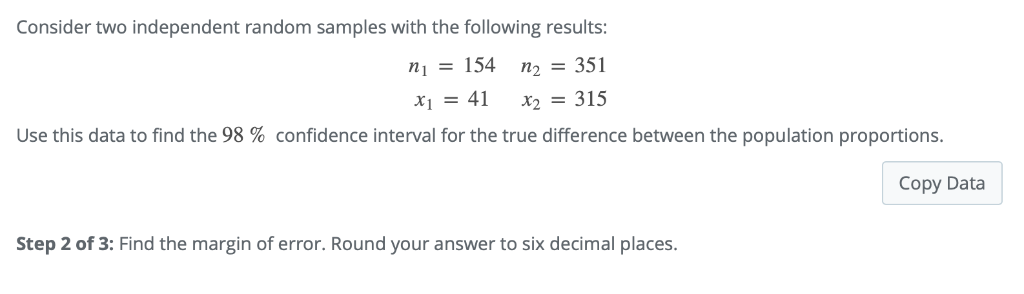 Solved Consider two independent random samples with the | Chegg.com