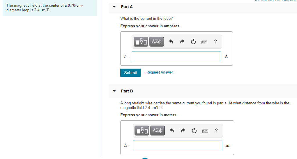 Solved The magnetic field at the center of a 0.70-cm- | Chegg.com