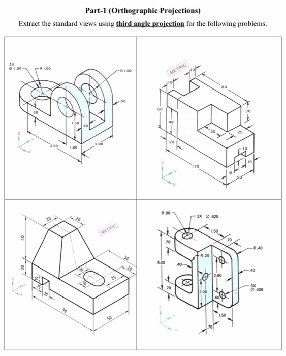 Solved Part-1 (Orthographic Projections) Extract the | Chegg.com