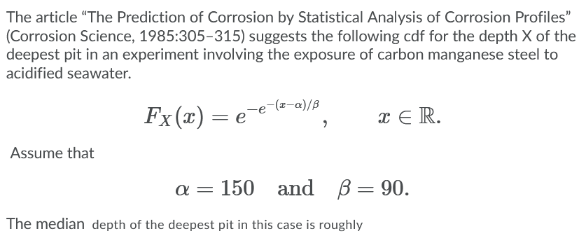 Solved The Article “The Prediction Of Corrosion By | Chegg.com