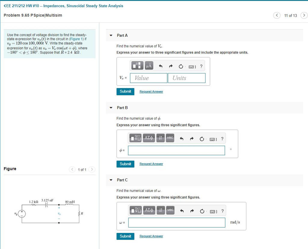 Solved Use the concept of voltage division to find the | Chegg.com