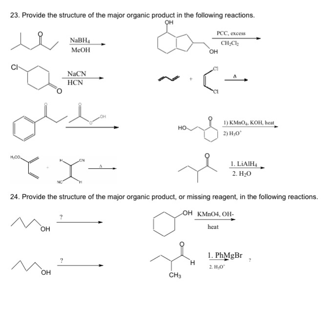 Solved 23. Provide the structure of the major organic | Chegg.com