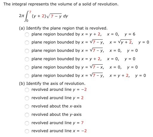Solved The integral represents the volume of a solid of | Chegg.com