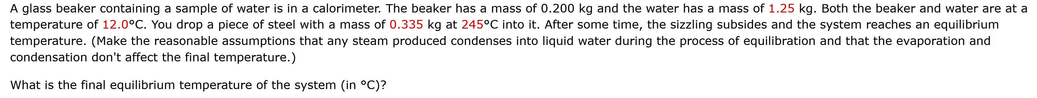 Solved A glass beaker containing a sample of water is in a | Chegg.com