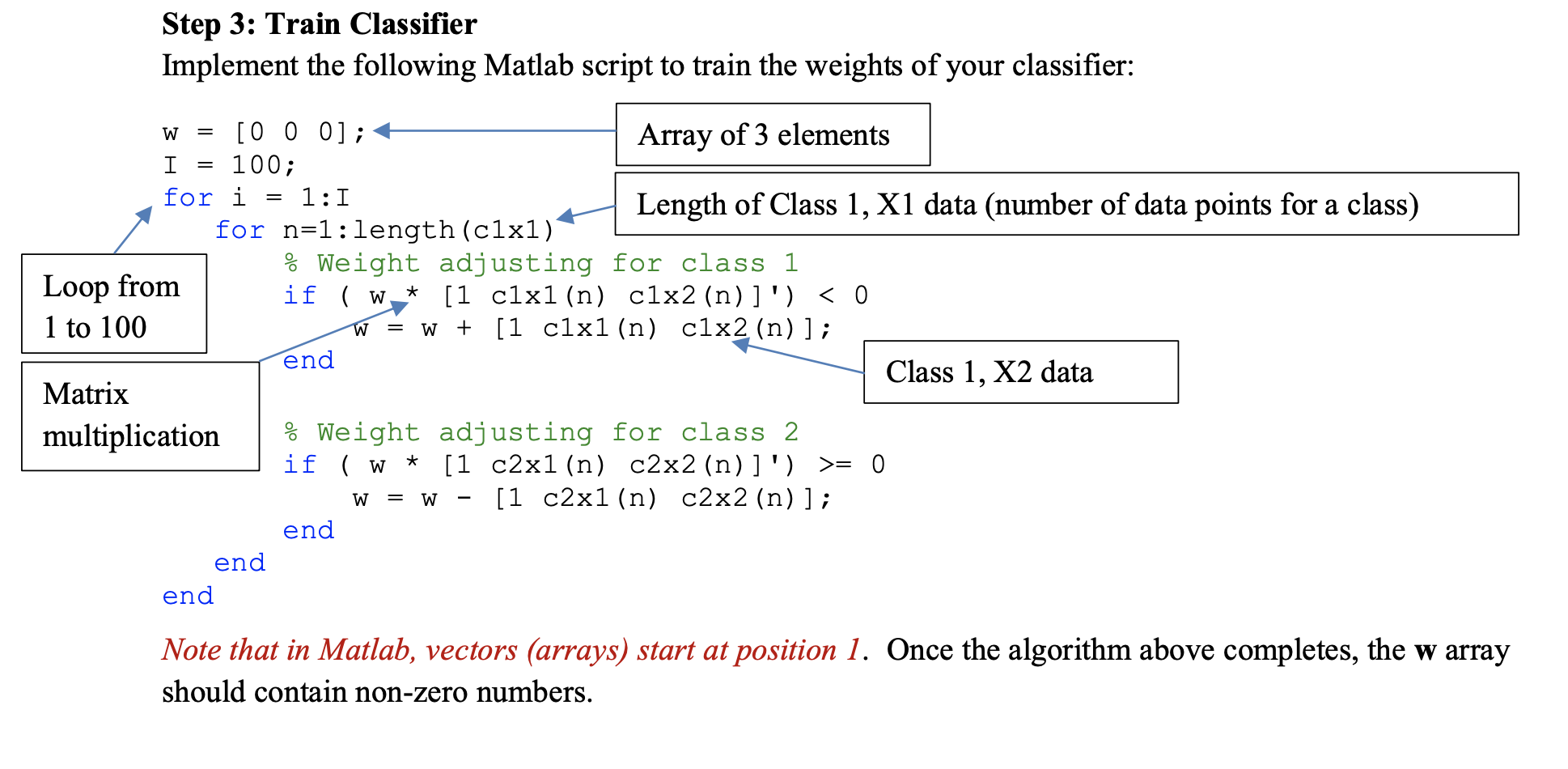 Solved Step 3: Train Classifier Implement the following | Chegg.com