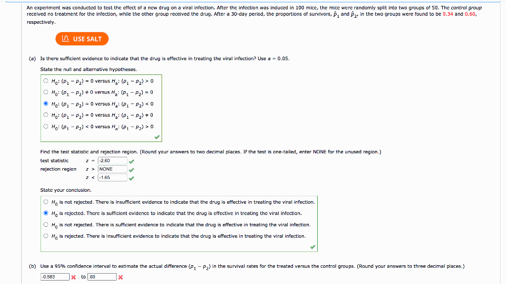 Solved An experiment was conducted to test the effect of a | Chegg.com