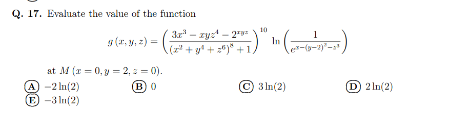 Solved Q. 17. Evaluate The Value Of The Function | Chegg.com