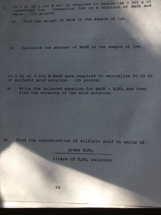 Solved commercial lye. Commercial lye is a solution of NaOH