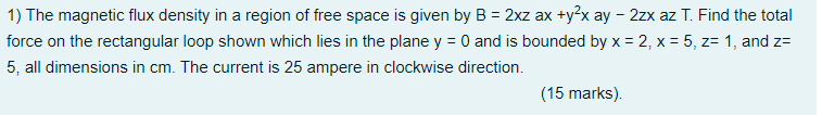 Solved 1) The Magnetic Flux Density In A Region Of Free | Chegg.com