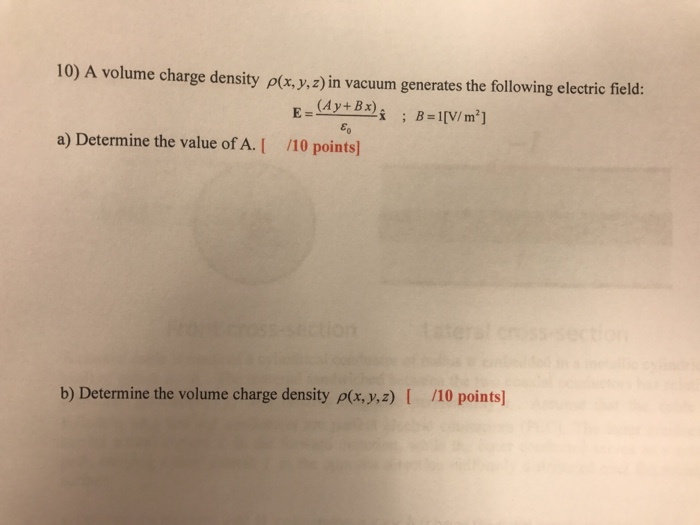 Solved A volume charge density rho(x, y, z) in vacuum | Chegg.com