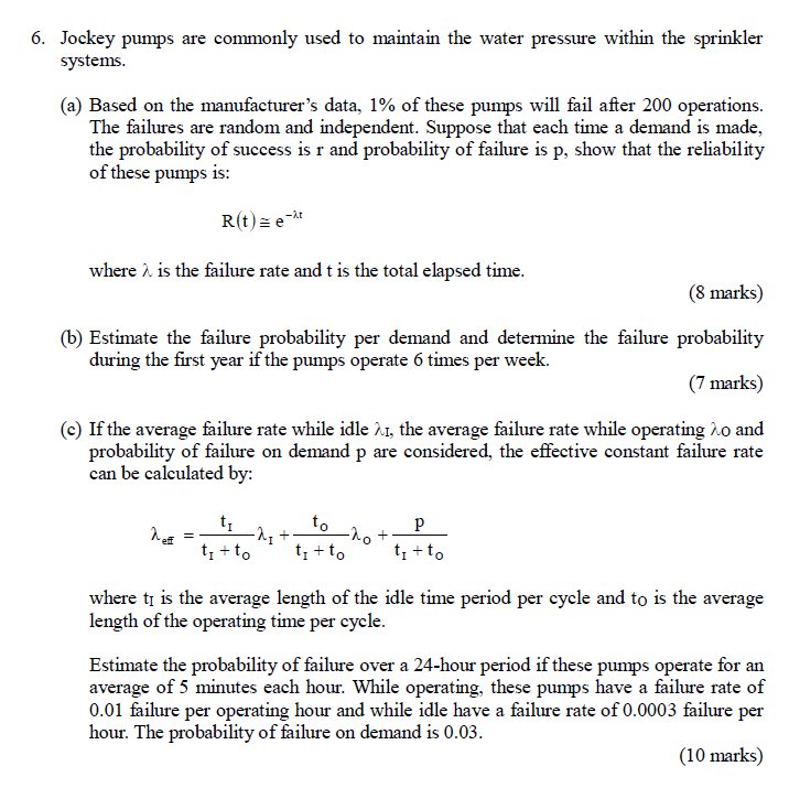 5. Jockey pumps are commonly used to maintain the