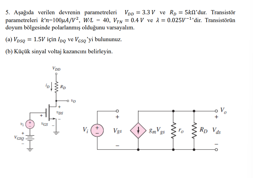 Solved Aşağıda verilen devrenin parametreleri VDD=3.3V ﻿ve | Chegg.com ...