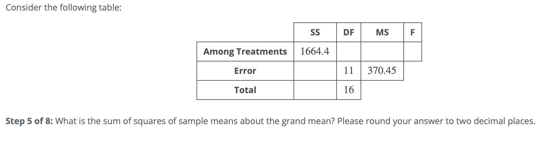 Solved Consider the following table: Step 1 of 8: Calculate | Chegg.com