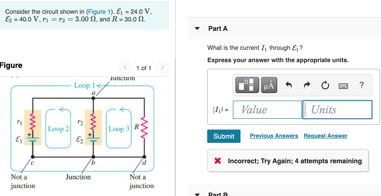 Solved Consider the circuit shown in (Figure 1). E1 = 24.0 | Chegg.com