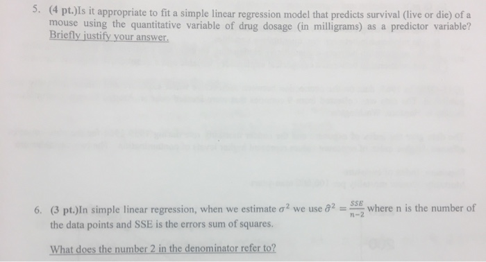 Solved 5. ( 4 pt.)ls it appropriate to fit a simple linear | Chegg.com