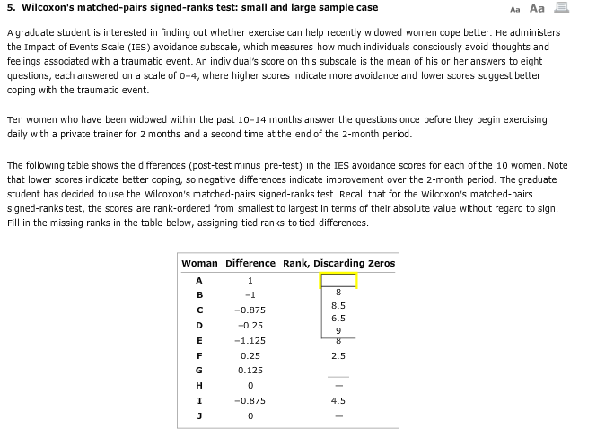 Solved 5 Wilcoxon S Matched Pairs Signed Ranks Test Sma Chegg Com