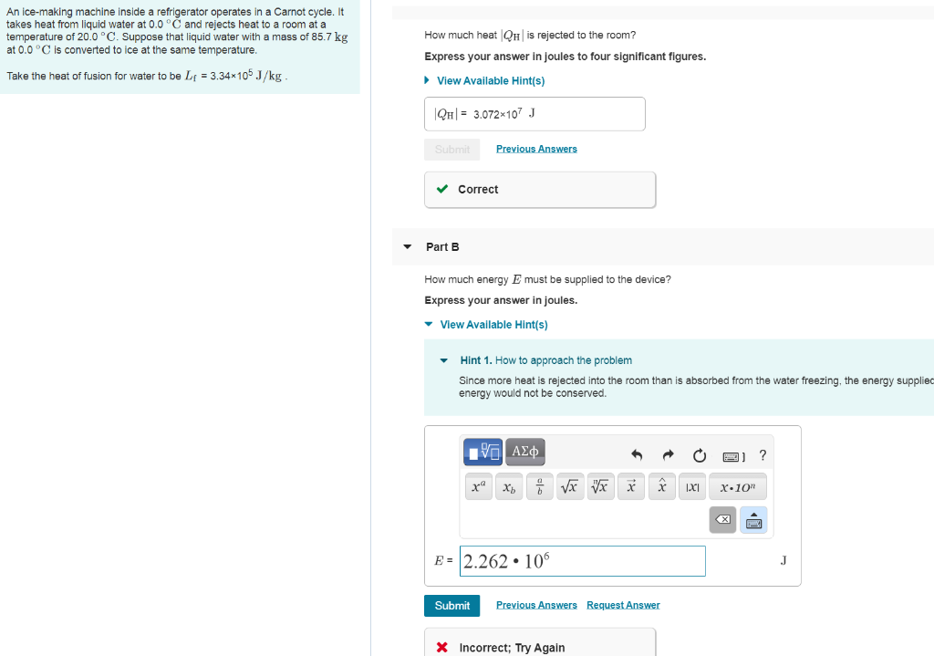Solved An icemaking machine inside a refrigerator operates