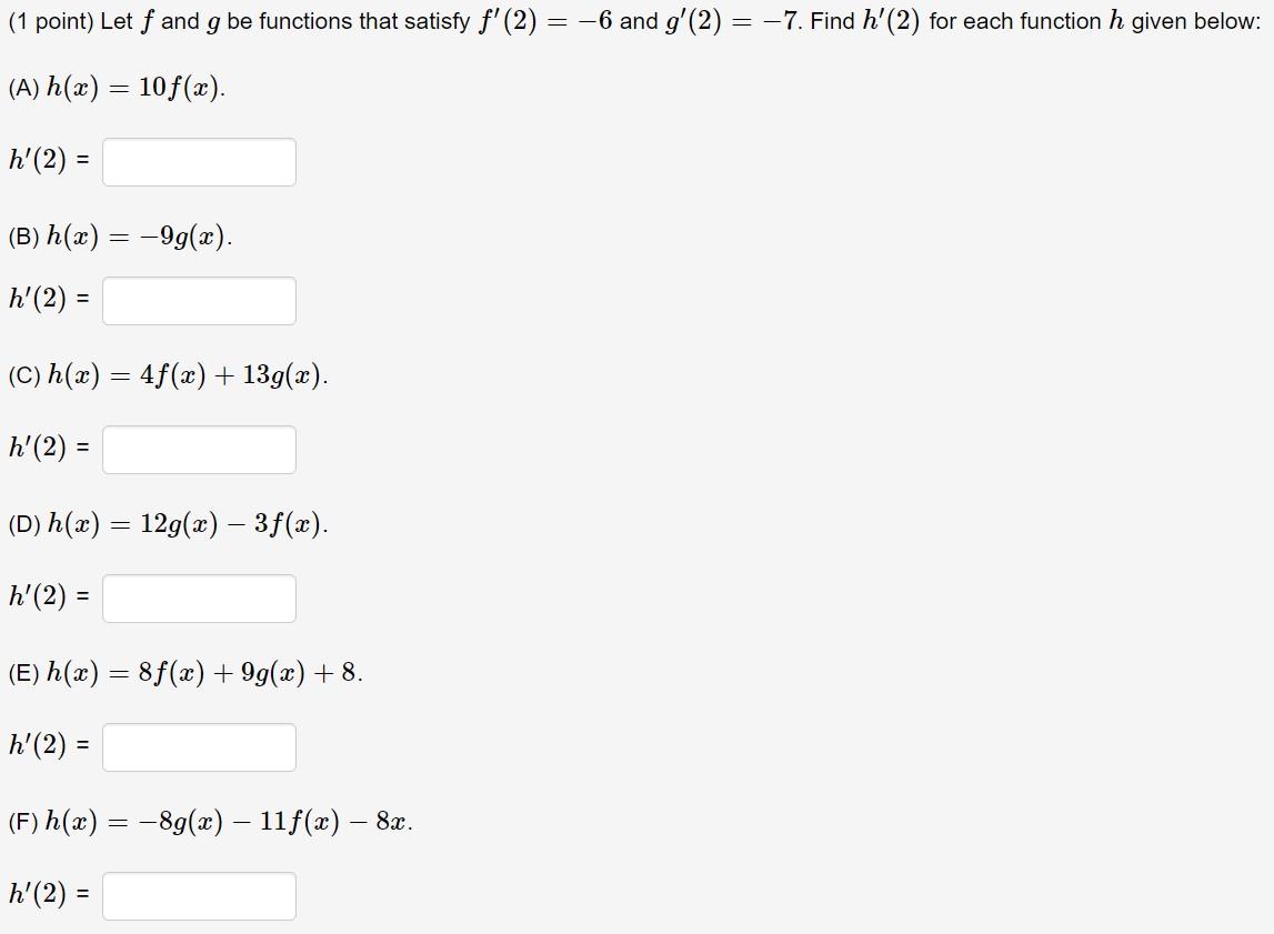 Solved 1 Point Let F And G Be Functions That Satisfy