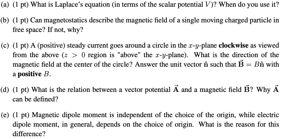 Solved A 1 Pt What Is Laplace S Equation In Terms Of Chegg Com