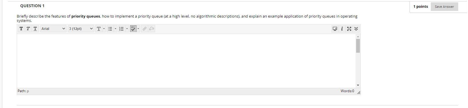 Solved 1 points Save Answer QUESTION 1 Briefly describe the | Chegg.com