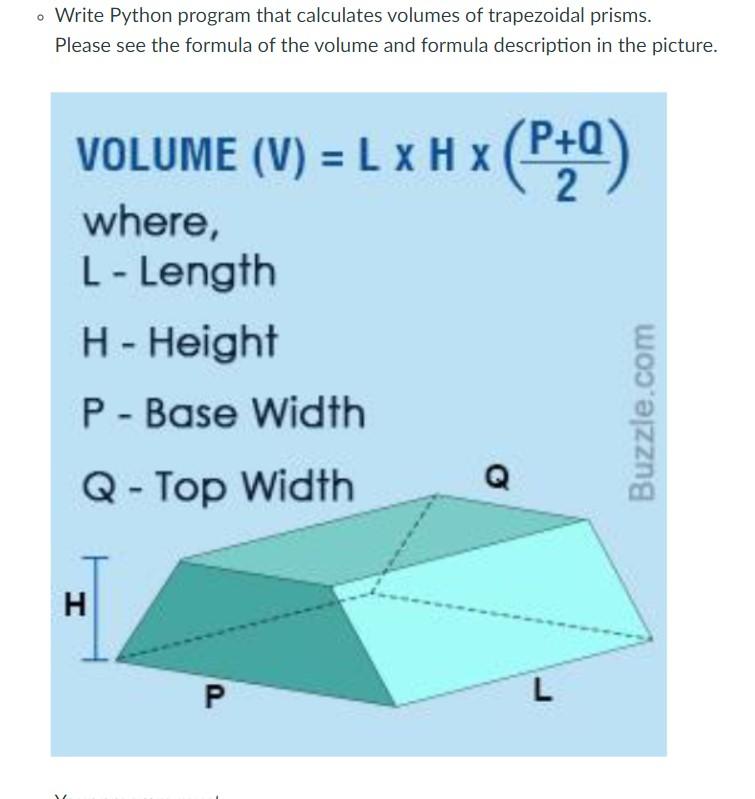 Solved Your program must: Ask user to enter Length, Height, | Chegg.com