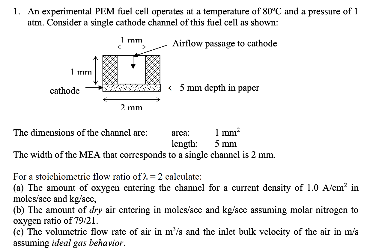 1. An experimental PEM fuel cell operates at a | Chegg.com