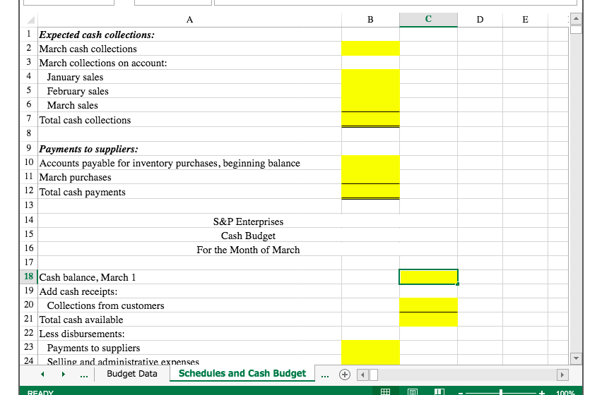 Solved Cash Budget with Supporting Cash Collections and | Chegg.com