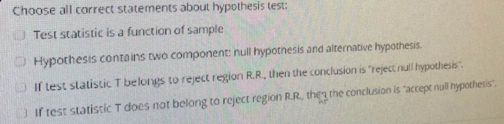 correct statement about hypothesis