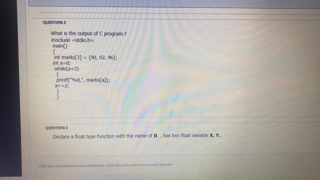 Solved QUESTION 2 What is the output of C program.? #include | Chegg.com