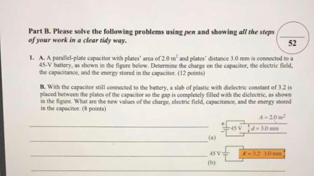 Solved Part B. Please solve the following problems using pen | Chegg.com