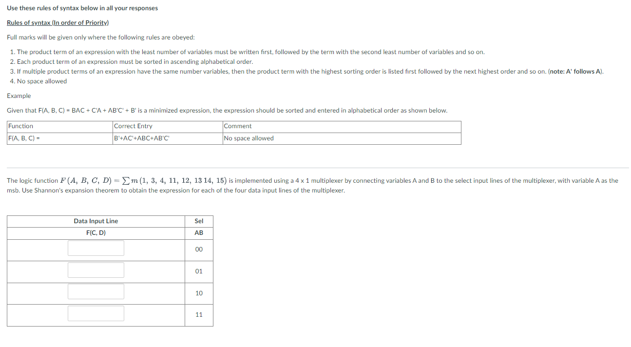 Solved Use these rules of syntax below in all your responses | Chegg.com