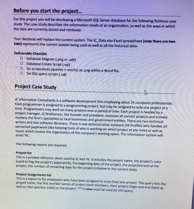 Solved Before you start the project... For this project you | Chegg.com