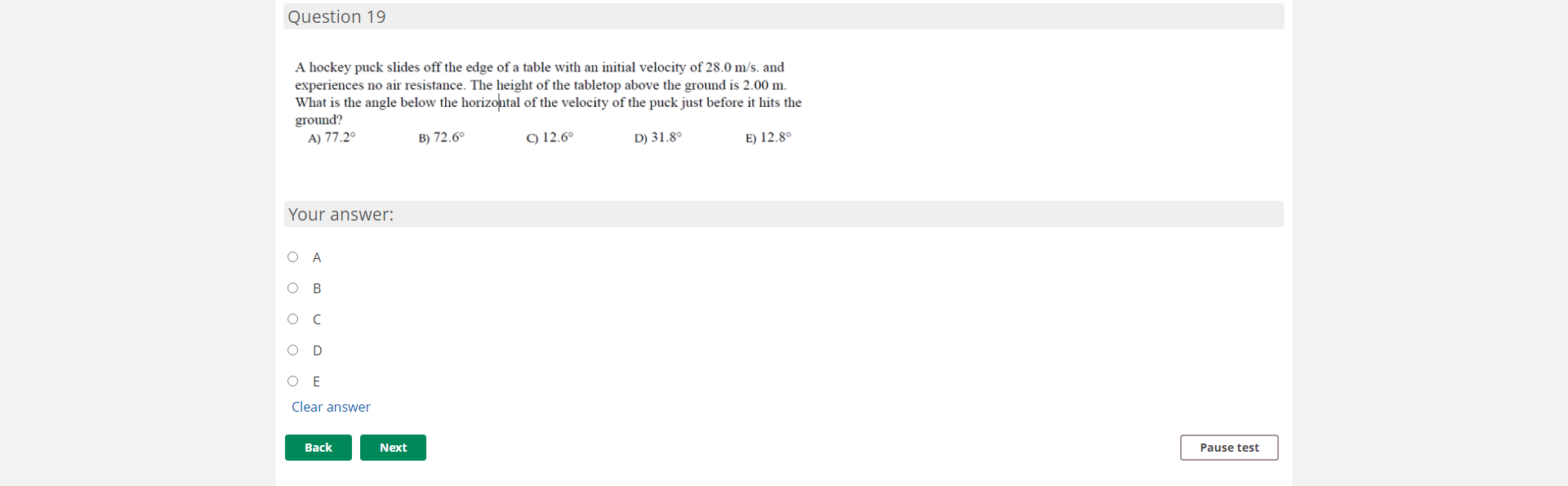 Solved Question 19 A hockey puck slides off the edge of a