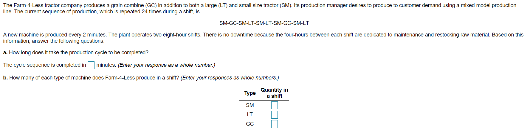 Solved The Farm-4-Less tractor company produces a grain | Chegg.com